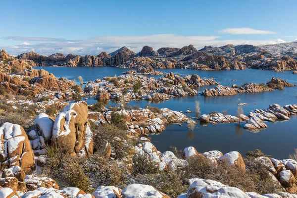Vacker Vinterlandskap Watson Lake Prescott Arizona — Stockfoto