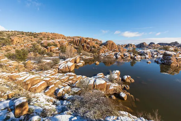 Paesaggio Invernale Panoramico Lago Watson Prescott Arizona — Foto Stock