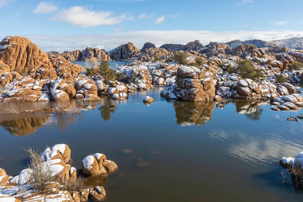 Paesaggio Invernale Panoramico Lago Watson Prescott Arizona — Foto Stock