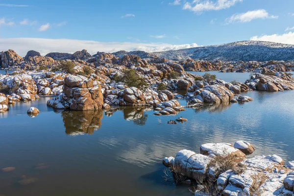 Живописный Зимний Пейзаж Озере Уотсон Прескотт Аризона — стоковое фото