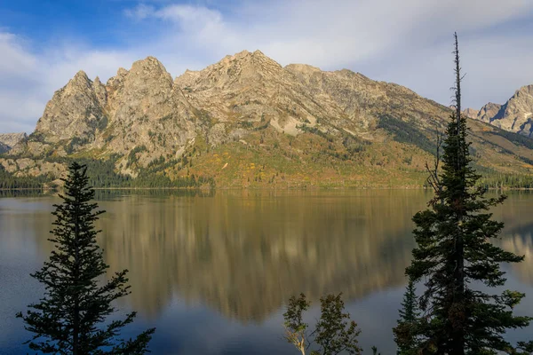 Scenic Lago Jenny Parque Nacional Teton Wyoming Outono — Fotografia de Stock