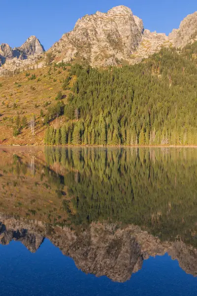 Reflexo Cênico Outono Dos Tetons String Lake — Fotografia de Stock