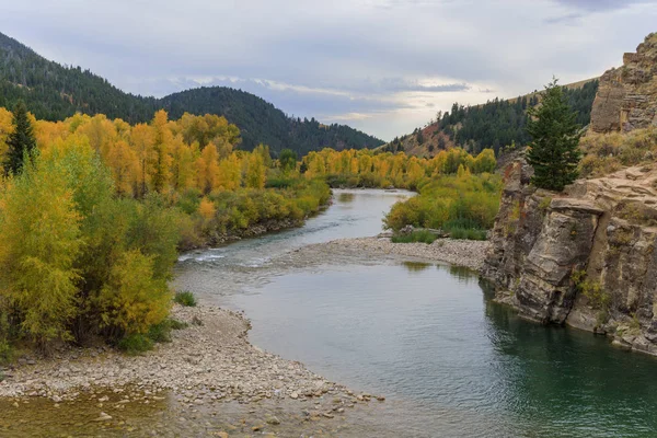Schilderachtige Gros Ventre Rivier Wyoming Herfst — Stockfoto