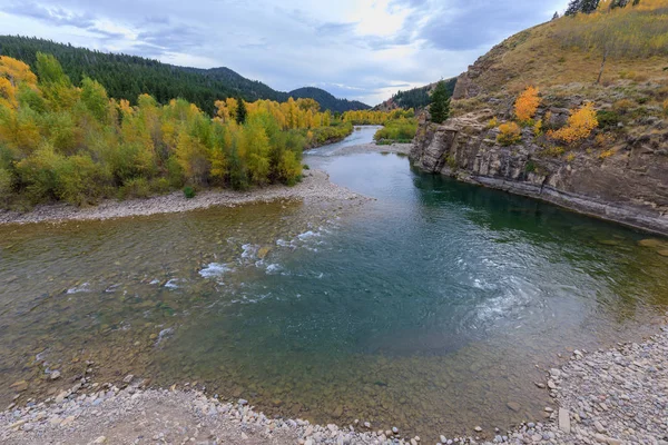 Cénico Rio Gros Ventre Wyoming Outono — Fotografia de Stock