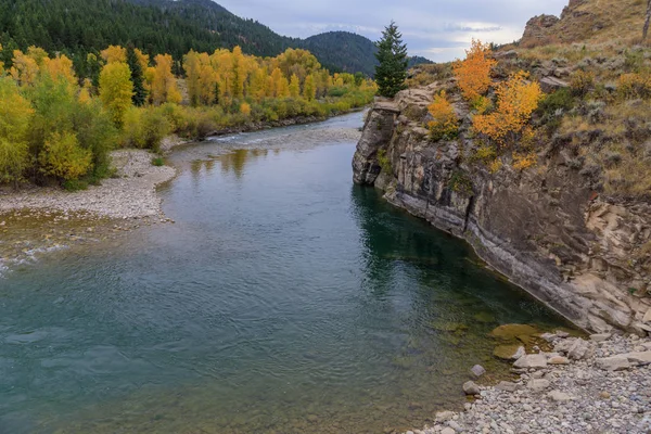 Cénico Rio Gros Ventre Wyoming Outono — Fotografia de Stock