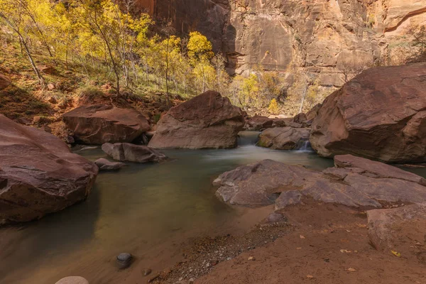 Virgin River Flowing Zion National Park Utah Autumn — Stock Photo, Image