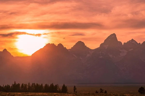 Festői Naplementét Wyoming Tetons — Stock Fotó