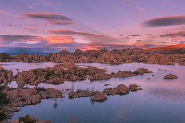 a beautiful sunset at Watson Lake Prescott Arizona clipart