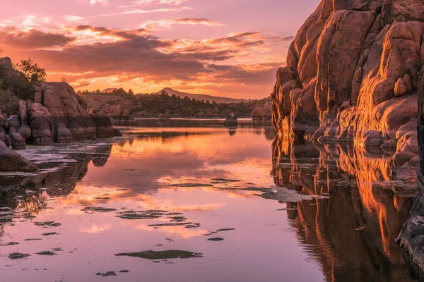 Vacker Solnedgång Watson Lake Prescott Arizona — Stockfoto