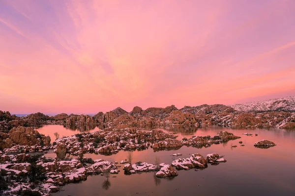 Vacker Vinter Solnedgång Vid Watson Lake Prescott Arizona — Stockfoto