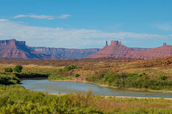 Colorado River Flows Scenic Red Desert Landscape Moab Utah — Stock Photo, Image