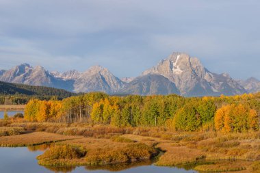 Wyoming Tetonları 'nda manzaralı bir sonbahar manzarası.
