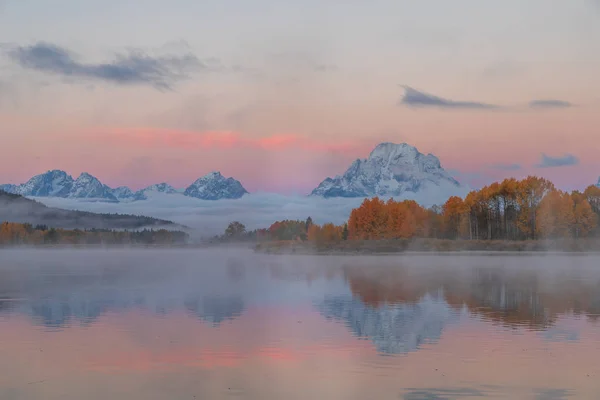 Teton Doğal Peyzaj Yansımasıdır Güz — Stok fotoğraf