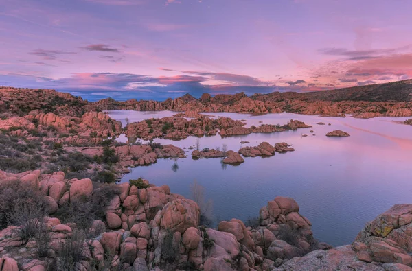Het Schilderachtige Landschap Van Watson Lake Prescott Arizona Bij Zonsondergang — Stockfoto