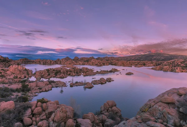 Paisaje Escénico Watson Lake Prescott Arizona Atardecer — Foto de Stock