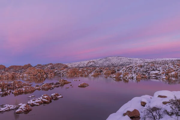 Tramonto Colorato Watson Lake Prescott Arizona Inverno — Foto Stock