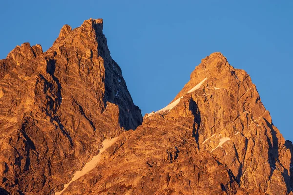 Robusta Topparna Teton Bergskedjan Vid Sunrise — Stockfoto