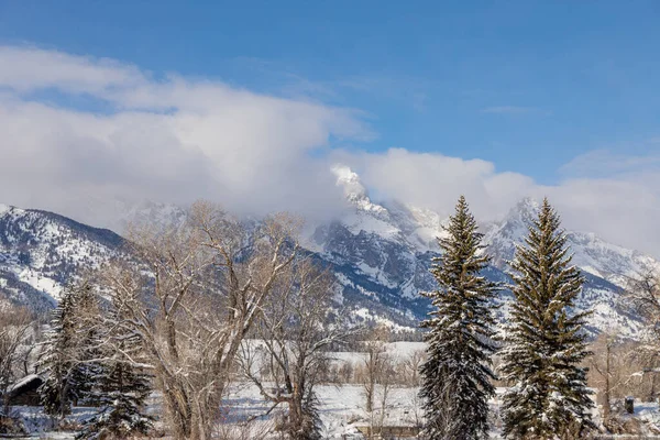 Ένα Γραφικό Τοπίο Χειμώνα Στο Grand Teton National Park Wyoming — Φωτογραφία Αρχείου