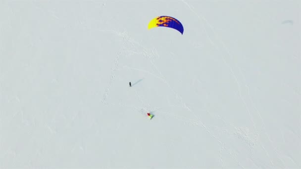 Letecké Zimní Krajina Kayt Sníh Nejlépe Jako Stativ — Stock video