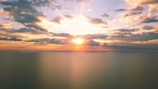 Aerial Ocean Sea Sunrise Beautiful Clouds Sunshine — Stock Video