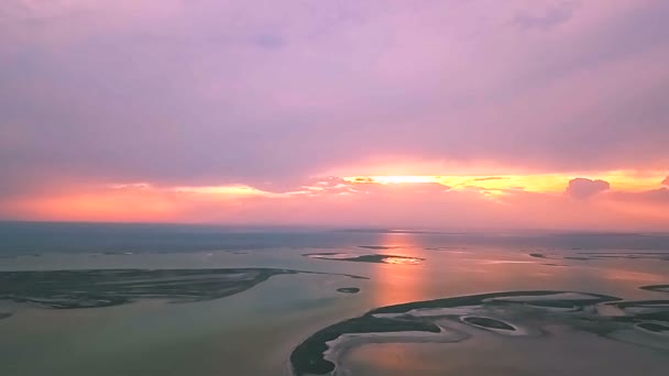 Aerial Ocean Sea Sunrise Sunset Time Small Islands Marine Aerial — Stock Video