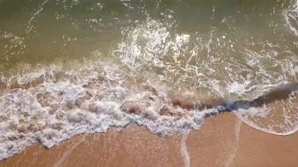 Movimento Lento Aéreo Sobre Costa Oceânica Com Ondas Espuma Vista — Vídeo de Stock