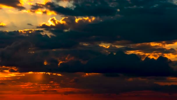 Red Dramatic Sky Clouds Time Lapse Birds — Stock Video