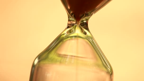 Sand Flows Glass Hourglass Macro — Stock Video