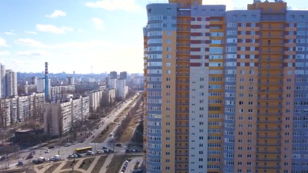 Antenowe Nowoczesne Miasto Budynków Kijów Stolica Ukrainy — Wideo stockowe