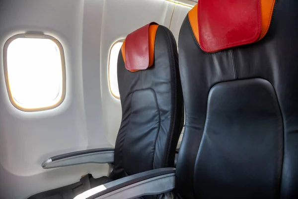 Cabana Goală Avionului Scaune Moi Pentru Pasageri Gropi Interiorul Unui — Fotografie, imagine de stoc