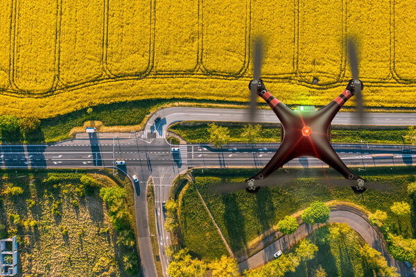 Drone monitors the traffic