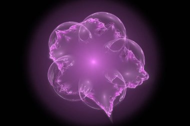 Üç boyutlu görselleştirme ve siyah arka planda soyut fraktal izole. Soyut bilgisayar bir fraktal tasarım tarafından üretilir. Soyut fraktal tasarım, yaratıcı arkaplan