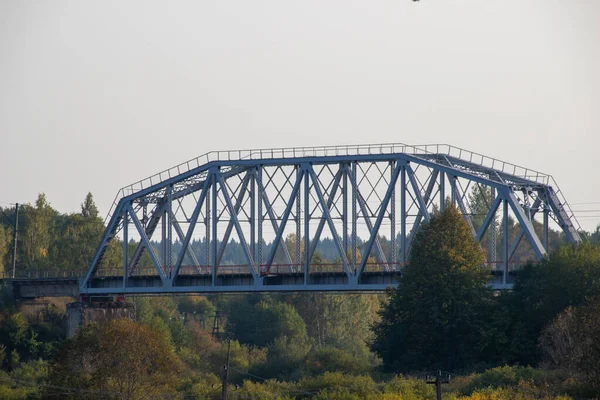 Ponte Ferro Contra Floresta Verde Fotografia Paisagem — Fotografia de Stock