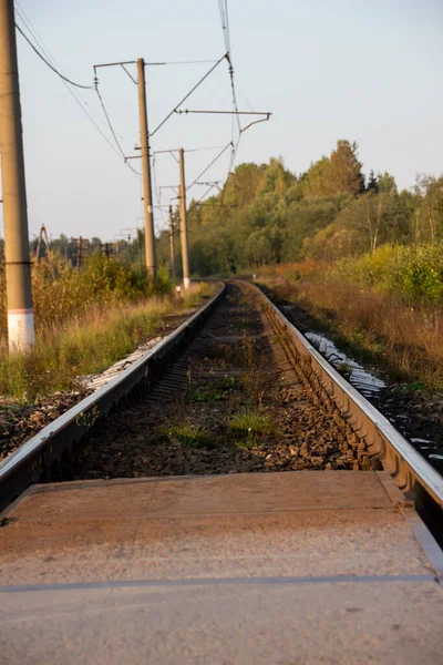 Photo Chemin Fer Dans Soirée Paysage Russie — Photo