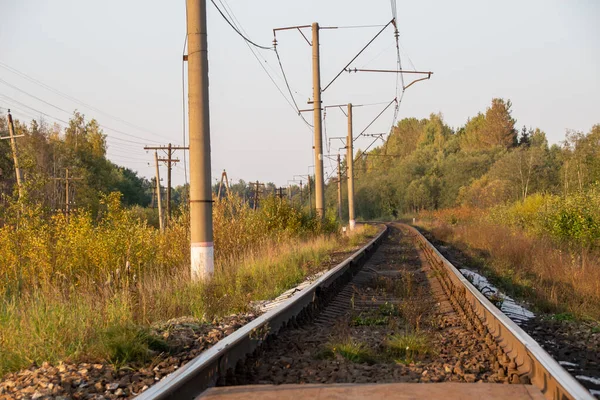 Photo Chemin Fer Dans Soirée Paysage Russie — Photo