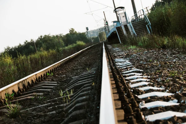 Photo Chemin Fer Dans Soirée Paysage Russie — Photo