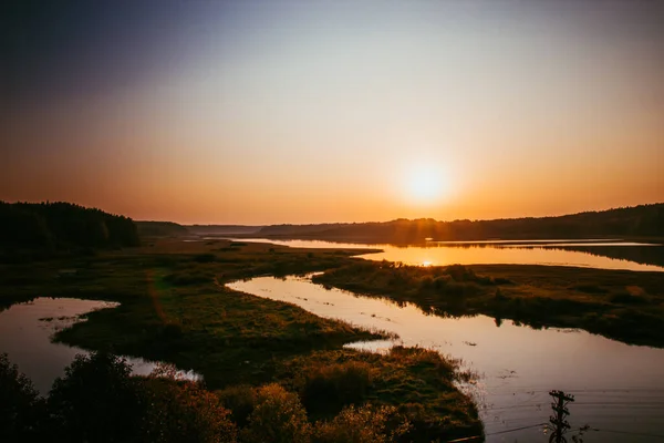 Beautiful Picture River Autumn Evening Sunset Landscape Photography Russia — Stock Photo, Image