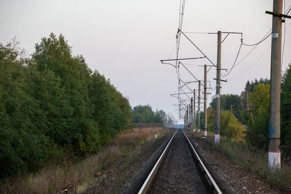 Foto Ferrocarril Por Noche Paisaje Rusia —  Fotos de Stock