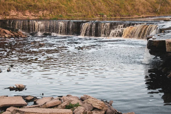 Tosna Falls Ryssland Ett Litet Vattenfall Vid Lång Exponering Vackert — Stockfoto