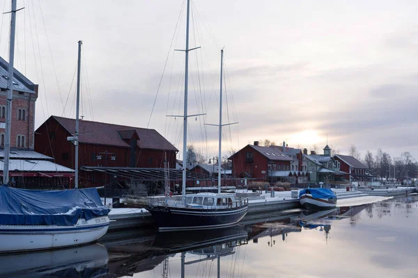 Beautiful view on yachts on the dock