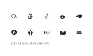 10 düzenlenebilir kalp simgeler kümesi. Canlarım, çay kupa, romantik ve daha fazlası gibi simgeler içerir. Web, mobil, UI ve Infographic tasarım için kullanılabilir.