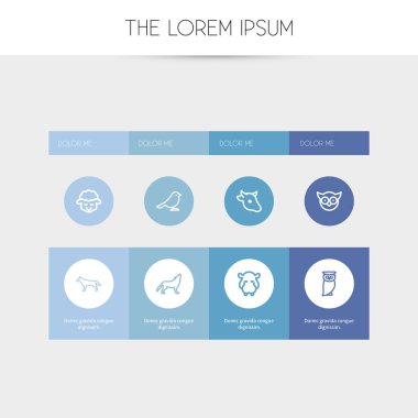 8 düzenlenebilir zooloji simgeler çizgi stili kümesi. Kuş, baykuş, canavar ve daha fazlası gibi simgeler içerir. Web, mobil, UI ve Infographic tasarım için kullanılabilir.