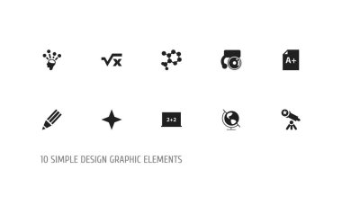 10 düzenlenebilir eğitim simgeler kümesi. Dünya, matematik, grafit ve daha fazlası gibi simgeler içerir. Web, mobil, UI ve Infographic tasarım için kullanılabilir.