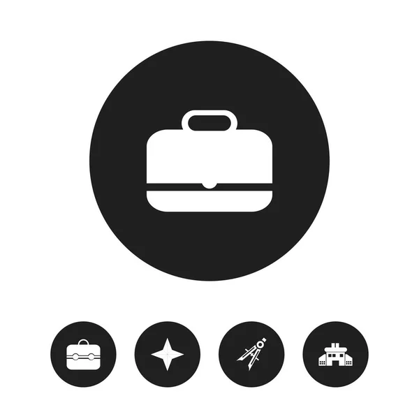 Zestaw 5 ikon edukacja. Zawiera symbole, takie jak teczki, Szkoła, walizka i więcej. Mogą być używane dla sieci web, mobilnych, projektowania interfejsu użytkownika i infografiki. — Wektor stockowy