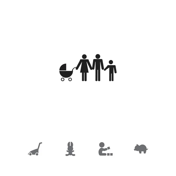 Set di 5 icone di famiglia modificabili. Include simboli come blocchi di gioco, maialino, famiglia e altro ancora. Può essere utilizzato per la progettazione web, mobile, UI e infografica . — Vettoriale Stock