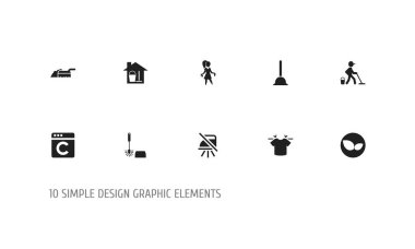 10 düzenlenebilir temizlik simgeler kümesi. Dalgıç, tuvalet fırçası, temizlik gün ve daha fazla gibi simgeler içerir. Web, mobil, UI ve Infographic tasarım için kullanılabilir.