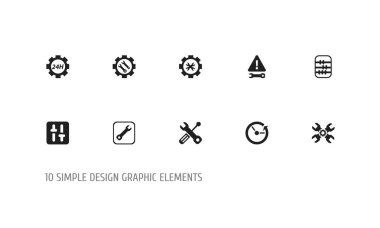 10 düzenlenebilir onarım simgeler kümesi. 24 saat hizmet, abaküs, ayarları ve daha fazlası gibi simgeler içerir. Web, mobil, UI ve Infographic tasarım için kullanılabilir.
