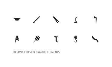 10 düzenlenebilir araçları simgeler kümesi. Cerrahi makas, makine ağırlığında kazmak gibi simgeler içerir ve daha fazlası. Web, mobil, UI ve Infographic tasarım için kullanılabilir.