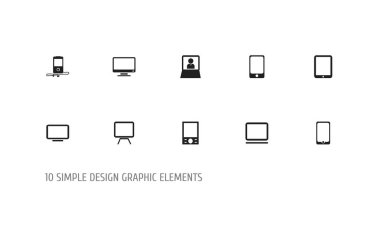 10 düzenlenebilir aygıtları simgeler kümesi. Televizyon, medya aygıtı, telefon ve daha fazlası gibi simgeler içerir. Web, mobil, UI ve Infographic tasarım için kullanılabilir.
