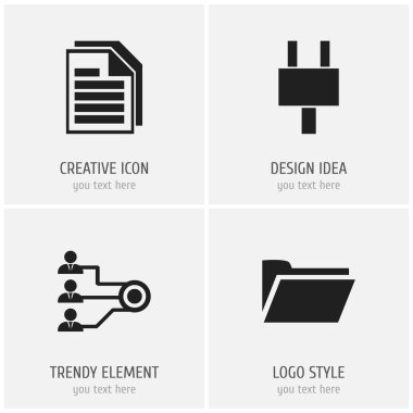 4 düzenlenebilir Bürosu simgeler kümesi. Yapısı, boş gibi simgeler, klasör ve daha fazlasını içerir. Web, mobil, UI ve Infographic tasarım için kullanılabilir.